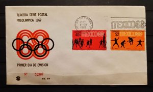 Mexico 1967 1968 Olympics issue  short set, used postal airpost, seen condition