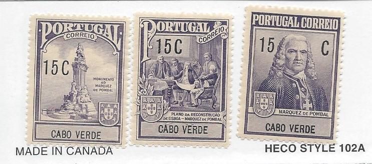 Cape Verde, RA1-3, Postal Tax Ovpt Singles,**VLH**