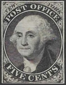 Scott#: 9X1e Provisionals George Washington 5¢ 1845 *UNUSED* single w/PSE Cert