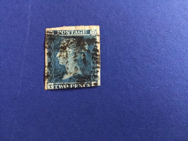 Great Britain 1841 Queen Victoria Imperforate Blue Two Pence  Stamp R43721