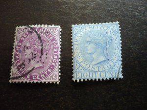 Stamps - Straits Settlements - Scott# 47,50 - Used Part Set of 2 Stamps