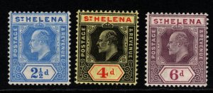 ST.HELENA SG64/7b 1908-11 ORDINARY PAPER SET OF 3 MTD MINT