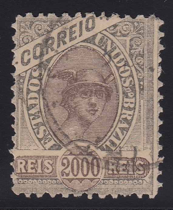 Brazil 1894-97 Black & Grey Lilac 2000r. Used. Scott 124, SG 133