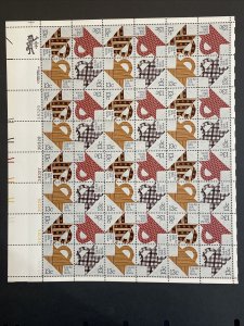 1978 sheet of stamps Celebrating Quilting and American Quilts, Sc# 1745-8 