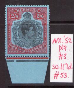 BERMUDA George VI SG117d April. 52 Ptg  lightly hinged fresh colours.