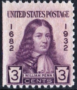 SC#724 3¢ William Penn (1932) MNH