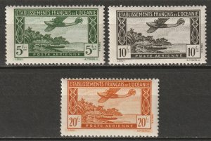 French Polynesia 1944 Sc C1A-C air post partial set MLH*