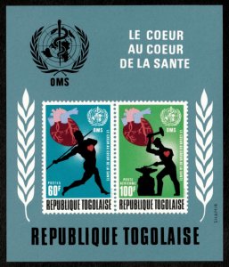 Togo 1972 - World Health Org, Heart, WHO - Imperf Souvenir Sheet - C175a - MNH