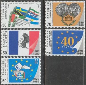Greece 1989, Mixed issue 5v, MNH