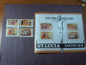 ST. LUCIA # 351-354a-MINT NEVER/HINGED---COMPLETE SET + SOUVENIR SHEET---1974