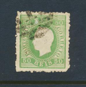 PORTUGAL 1870, 50Rs PERF 12½, VF USED Sc#42 (SEE BELOW)