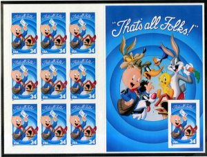 US 3534 MNH SS SCV $7.00 BIN $5.50 LOONEY TUNES