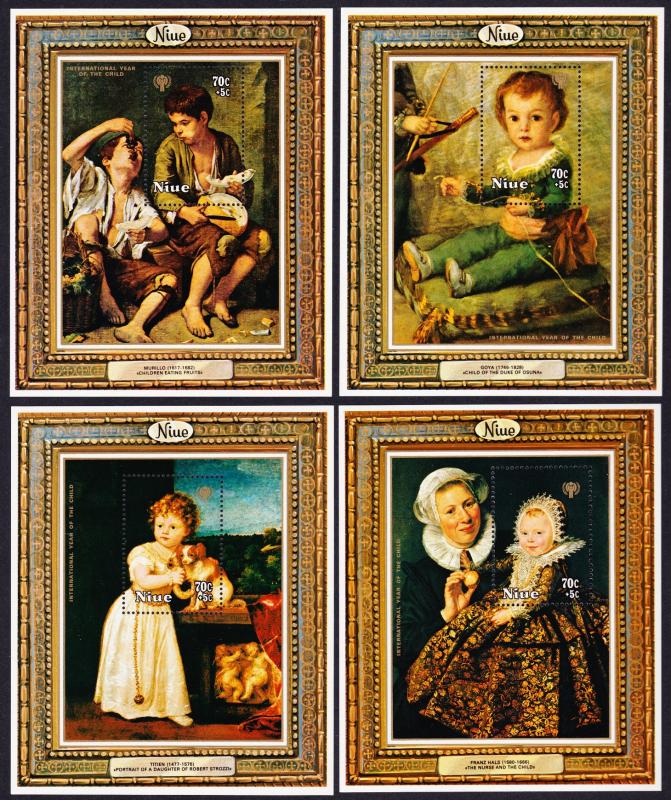 Niue Paintings International Year of the Child 4 MSs SG#MS283 SC#B8-B11