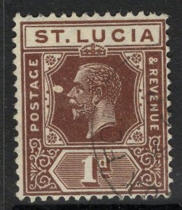 ST.LUCIA SG93var 1922 1d DEEP BROWN CONFETTI FLAW FINE USED