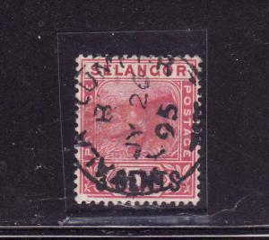 Selangor-Sc#28-used-3c on 5c rose-Tiger-1894-dated Jy 26 189