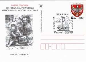 Poland 1994 postal card with Scout cancels