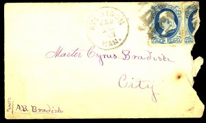 U.S. #156 USED PAIR ON COVER