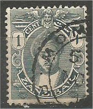 ZANZIBAR  1913, used 1c  Sultan Khalifa Scott 120