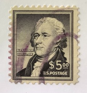 USA 1954-73 Scott 1053 used - $5, Alexander Hamilton, Founding Father