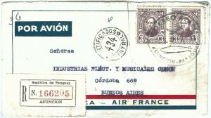 69319 - PARAGUAY - POSTAL HISTORY -  AIRMAIL COVER to ARGENTINA 1938