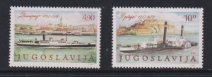 Yugoslavia #1455-1456  MNH 1979  Danube conference  .  sidewheeler