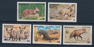 [64082] Botswana 1977 Wild Life - Cerval, Hyena, Fox, Pangolin, WWF  MLH
