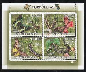 St. Thomas and Prince 1961 MNH Butterfly Souvenir Sheet from 2009