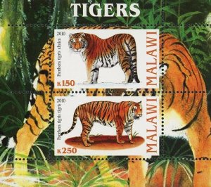 Malawi Tiger Wild Animal Panthera Nature Souvenir Sheet of 2 Stamps Mint NH