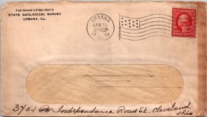 1909 - 2c Stamp - State Geological Survey - Flag Cancel - Urbana, ILL - J1712