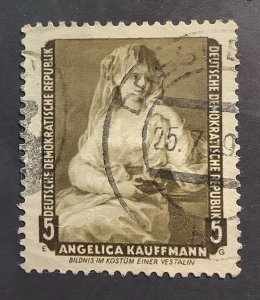 Germany DDR 1959 Scott 439 used - 5pf,   The Vestal Virgin by Angelica Kauffman