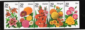 2829-2833 Garden Flowers, MNH pane/5 w/mount