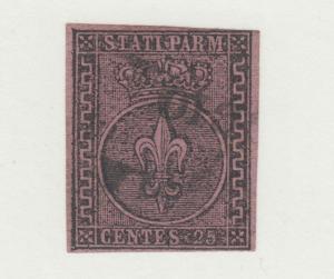 Parma Sc 4 used.1852 25c black on violet Crown & Fleur-de-Lis, sound.