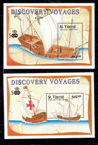 ST. VINCENT #1483-1484 1991 VOYAGES OF DISCOVERY MINT VF NH O.G S/S