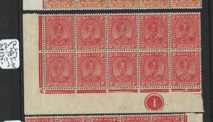 MALAYA PAHANG (P1301B) 8C SG 36 LL CONTROL BL OF 10  MNH