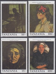 TANZANIA Sc # 772-3,6,9 INCPL (as issued) MNH SET of 4 - VAN GOGH PAINTINGS