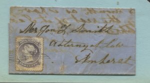 Nova Scotia QV 1860 2 cents on Dec 6th 1864 entire from Parsborough to Amherst