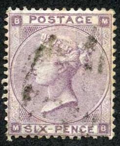 SG84Wi 6d Lilac plate 3 (no hairlines) wmk Inverted cat 450 pounds