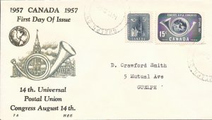 1957 Canada (H&E)  FDC - Sc 371-2 - UPU Congress