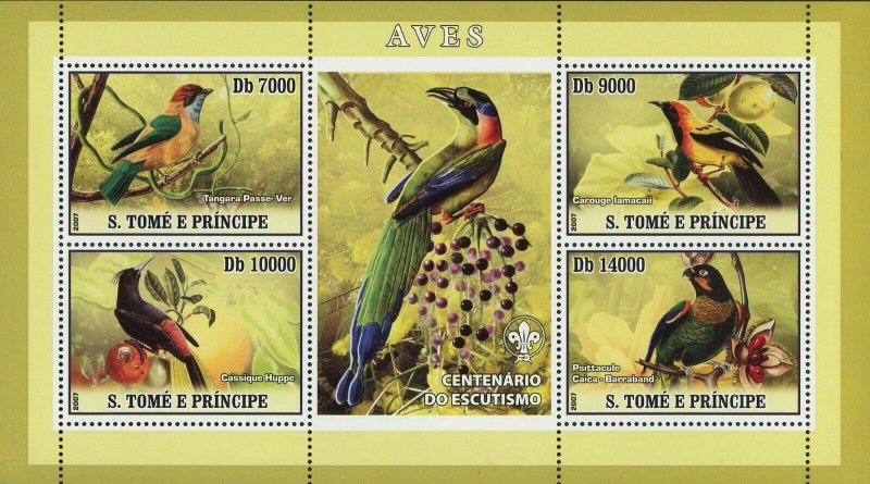 Birds Stamp Tangara Passe Ver Cassique Huppe Carouge Lamacaii S/S MNH #3032-3035