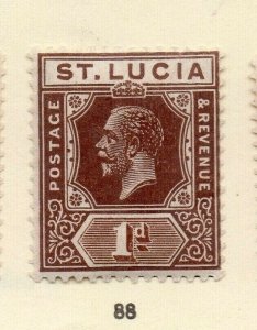 St Lucia 1921 Early Issue Fine Mint Hinged 1d. NW-160028