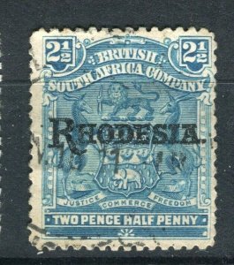 RHODESIA; 1905 early Springbok Optd issue fine used 2.5d. value