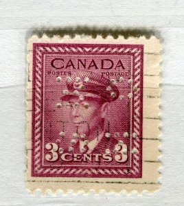 CANADA; 1942-48 early GVI issue OFFICIAL PERFIN issue fine used 3c. value