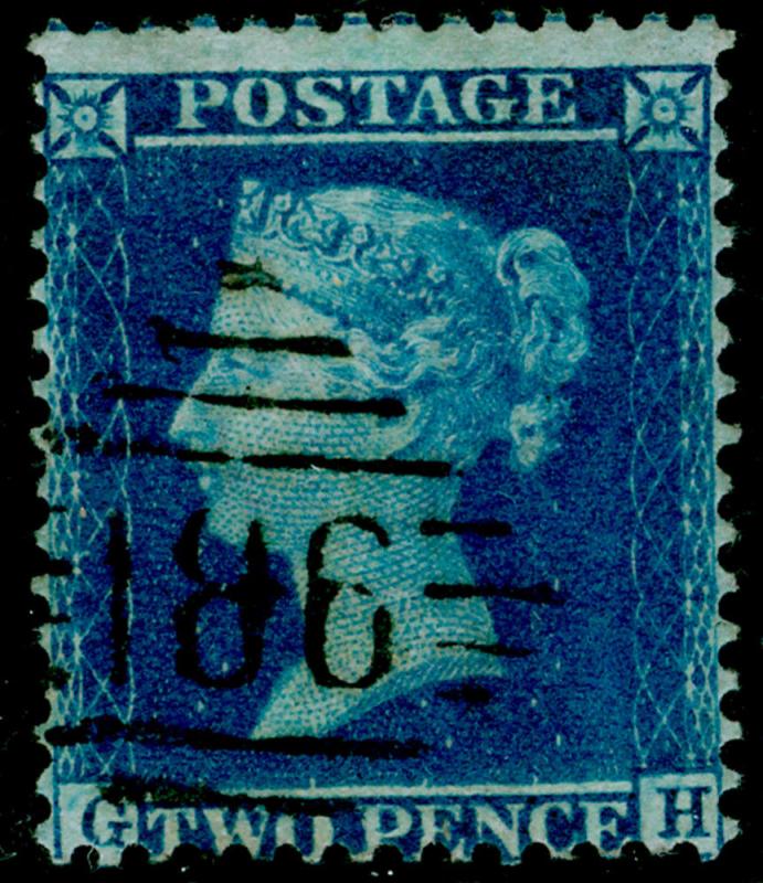 SG34, 2d blue plate 5, LC14, FINE USED. Cat £70. IRELAND. GH