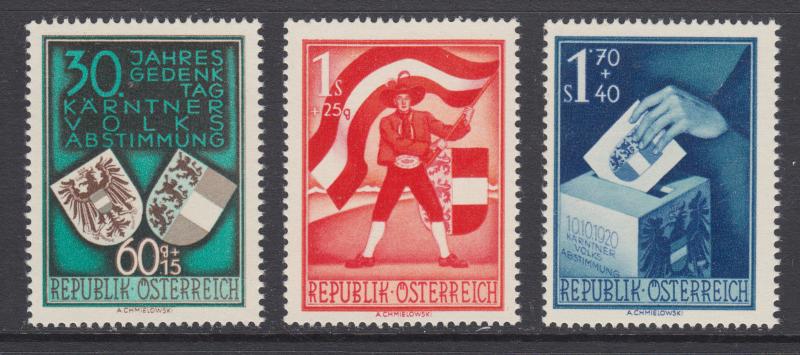 Austria Sc B269-B271 MNH. 1950 Carinthian Plebiscite Anniversary, cplt set