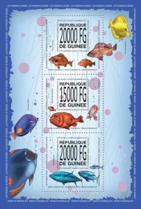 GUINEA - 2013 - Fishes - Perf 3v Sheet - Mint Never Hinged