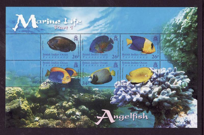 BIOT-Sc#322-unused NH sheet-Marine Life-Angelfish-2006-7-