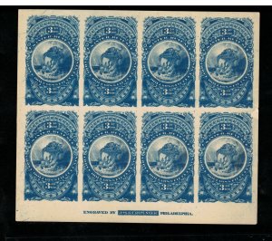 USA Turner #76-A Extra Fine Plate Proof Essay Imprint Block Of Eight On Card