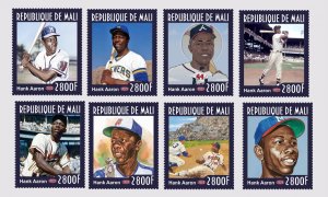 Stamps. Baseball Hank Aaron  2022 year, 8 stamps  perforated MNH** NEW