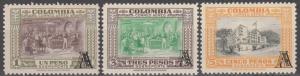 Colombia #C213, 215-6  F-VF Used  CV $31.75  (A8544)