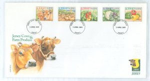 Jersey 981a-e 2001 (26p) Agricultural Products set of five on unaddressed cacheted FDC (with corner bump)